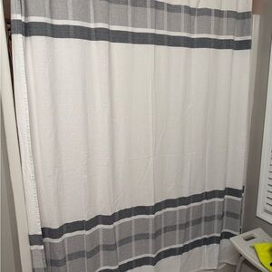 Elegant Gray and White Striped Shower Curtain